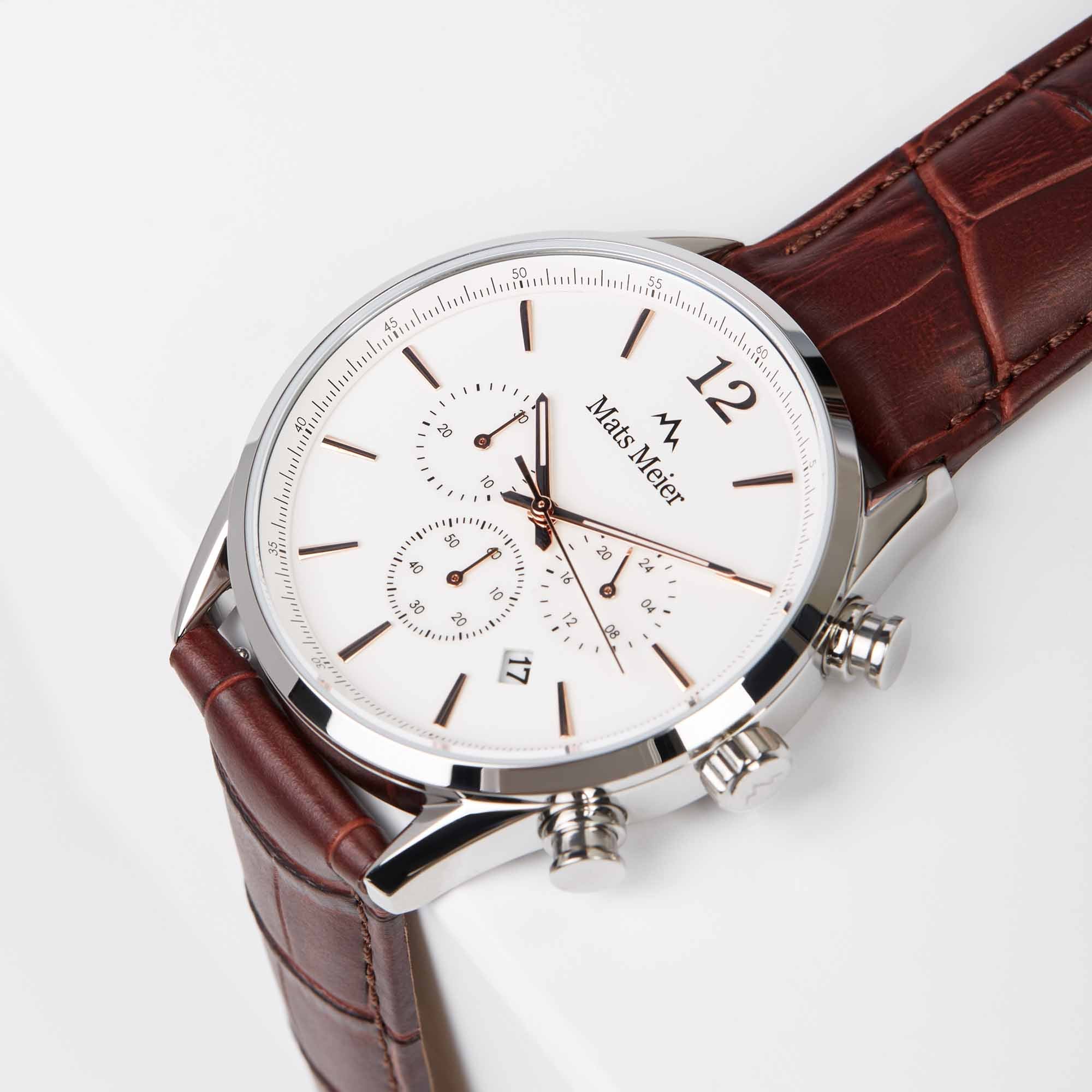Mats Meier Grand Cornier Chrono White/Brown Watch MM00105