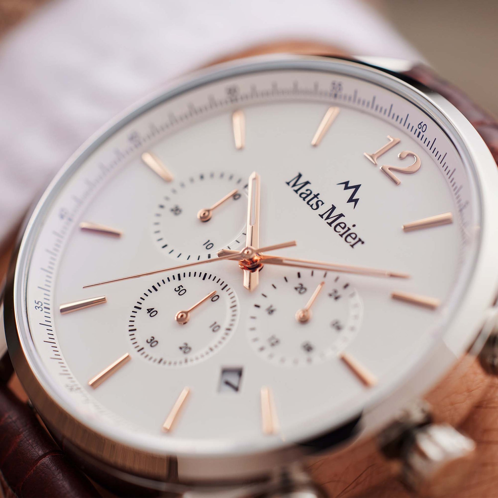 Mats Meier Grand Cornier Chrono White/Brown Watch MM00105