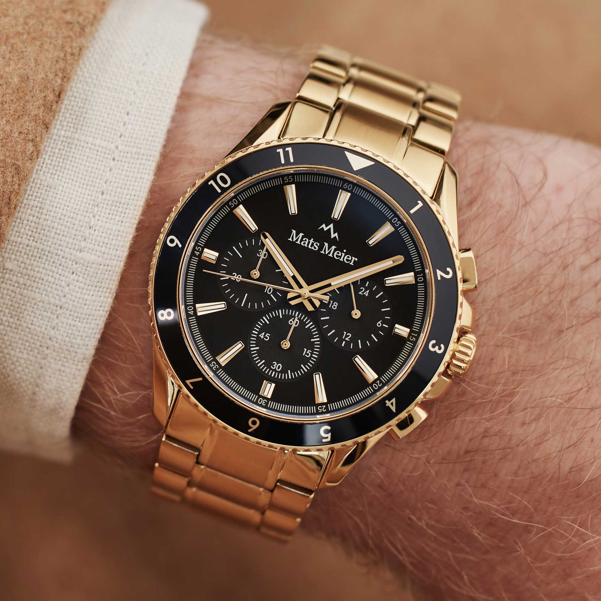 Mats Meier Ponte dei Salti Chronograph Men'sWatch Gold-coloured and Black MM00509