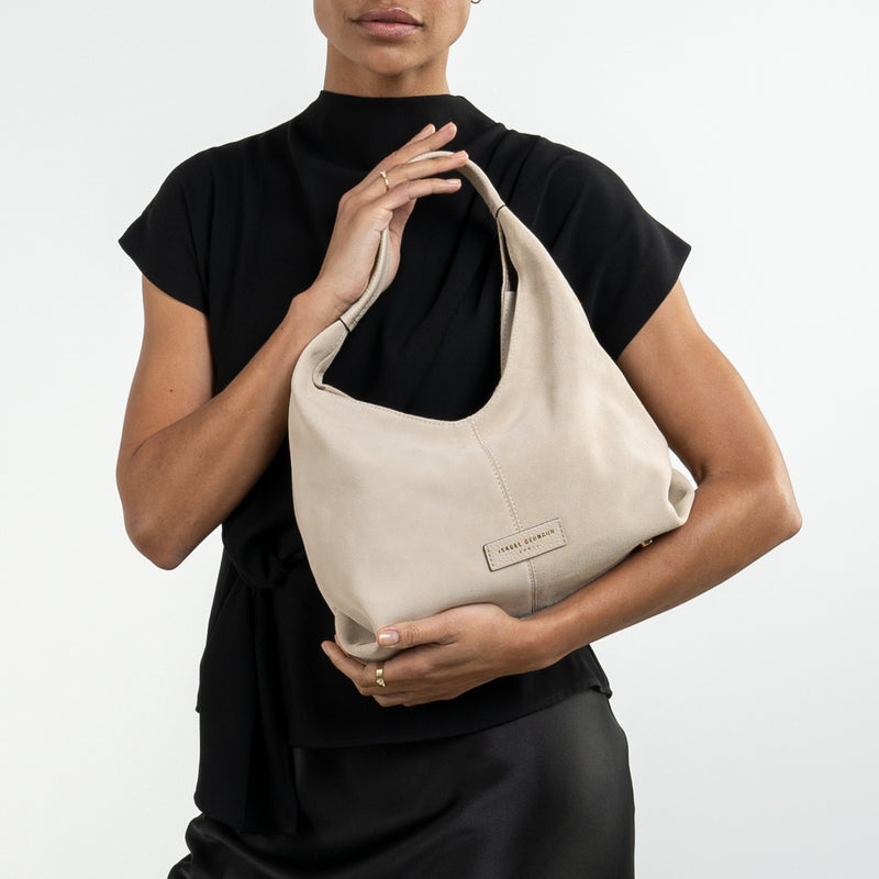 Isabel Bernard Honoré Grace mini crème suède handtas IB21132-170-zoom-