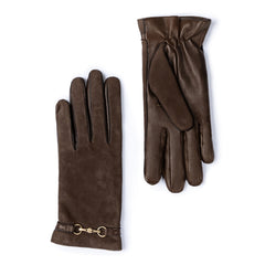 Isabel Bernard Honoré Marcelia dark brown goatskin suéde leather gloves IB67001-131-6.5