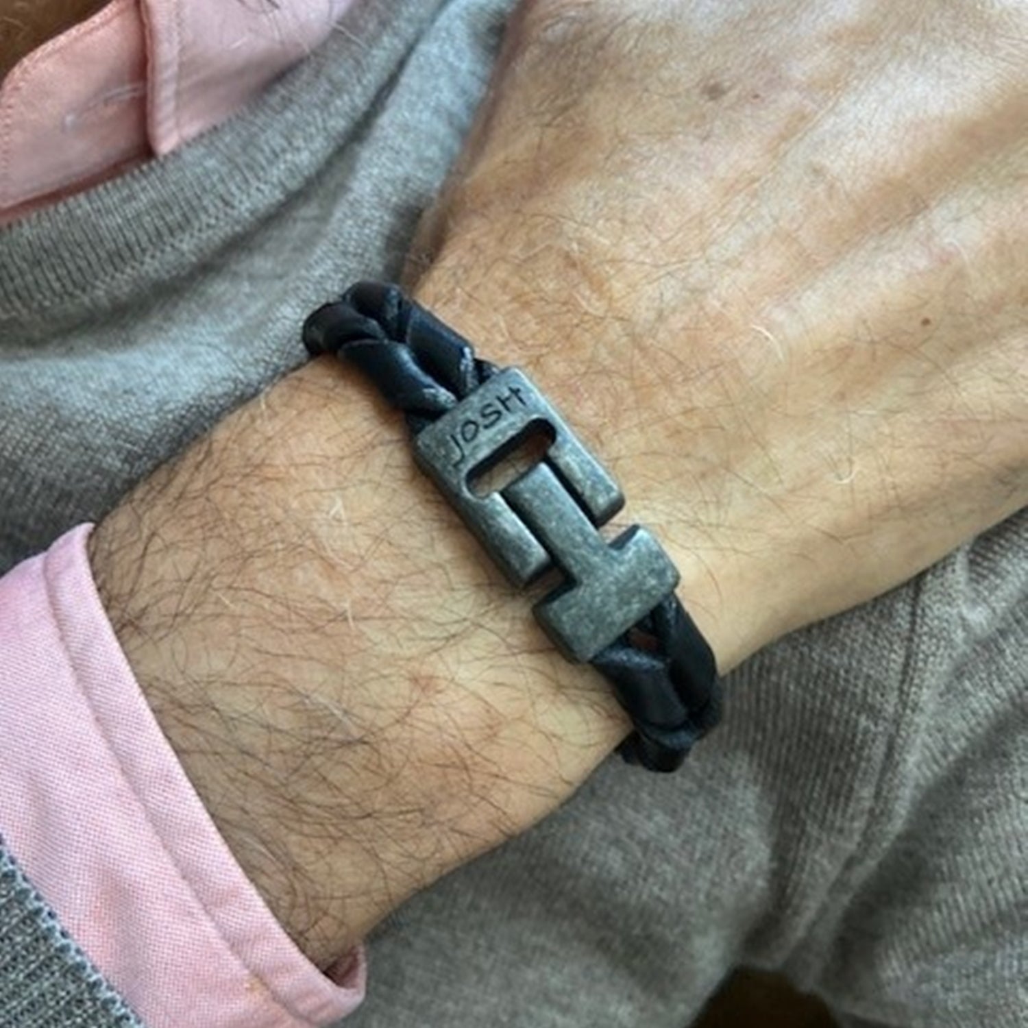 Josh Leather Bracelet 09284-BRA-VB/BLACK/M