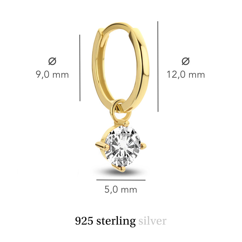 Violet Hamden Venus 925 Sterling Zilveren Goudkleurige Creolen Met Geboortesteen VH360017-MAR-zoom-