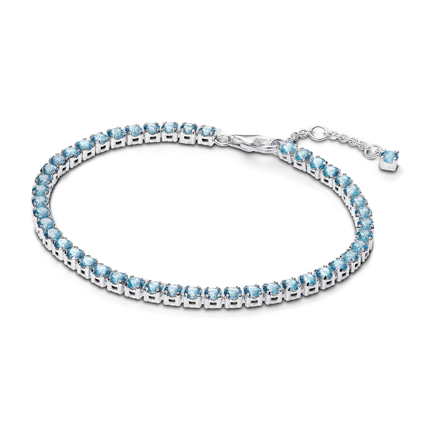 Pandora Timeless 925 Sterling Silver Sparkling Light Blue Tennis Bracelet 591469C03-18