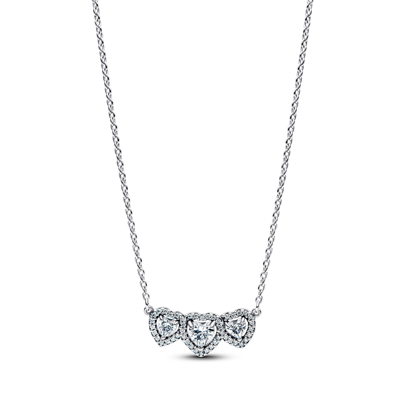 Pandora Timeless 925 Sterling Silver Halo Heart Trilogy Necklace 394412C01-45-zoom-