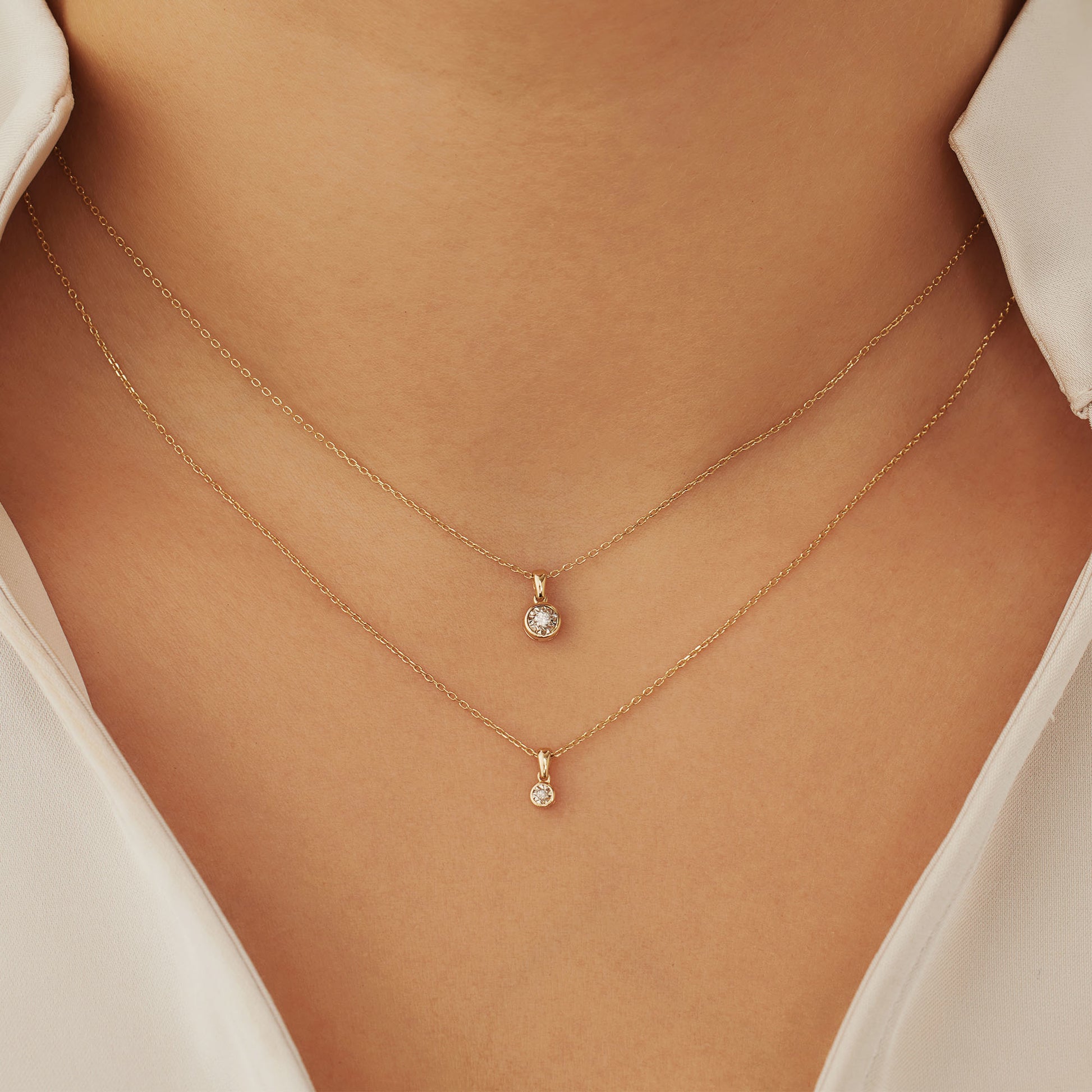 Isabel Bernard De La Paix Inaya 14 Carat Golden Necklace | diamond 0.03 ct | IBD350019