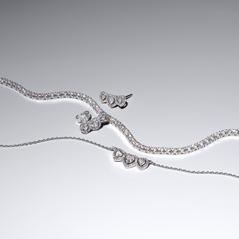 Pandora Timeless 925 Sterling Silver Halo Heart Trilogy Necklace 394412C01-45-zoom-