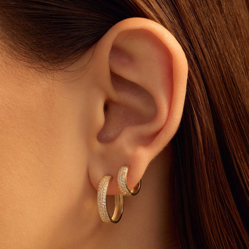 Beloro Jewels Monte Napoleone Stella 9 karat gold hoop earrings with zirconia BO360086-zoom-