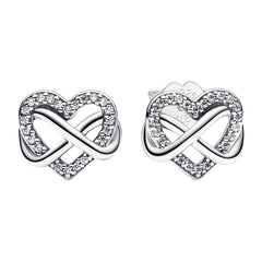 Pandora Moments 925 Sterling Silver Sparkling Infinity Heart Ear Studs 292667C01