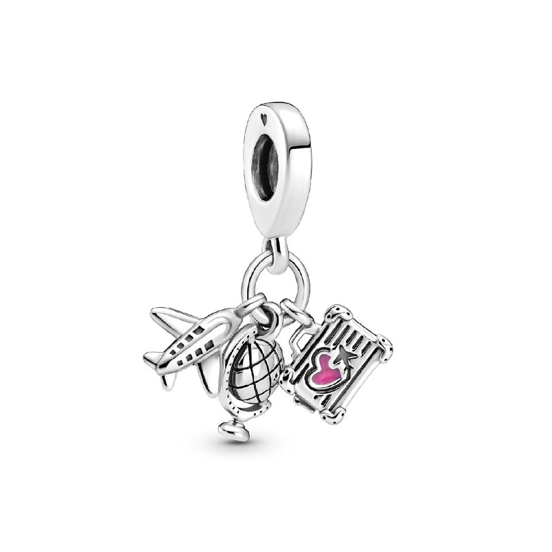 Pandora Places 925 Sterling Silver Airplane, Globe & Suitcase Charm 799435C01-zoom-