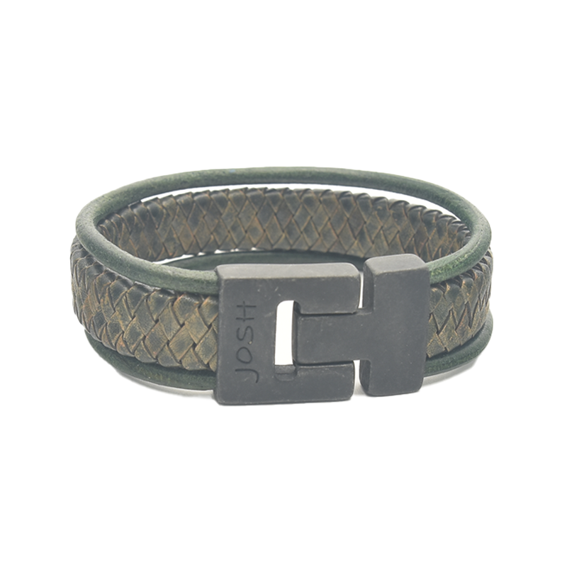 Josh Green Leather Bracelet 25041VB/GRNN/LRG-zoom-