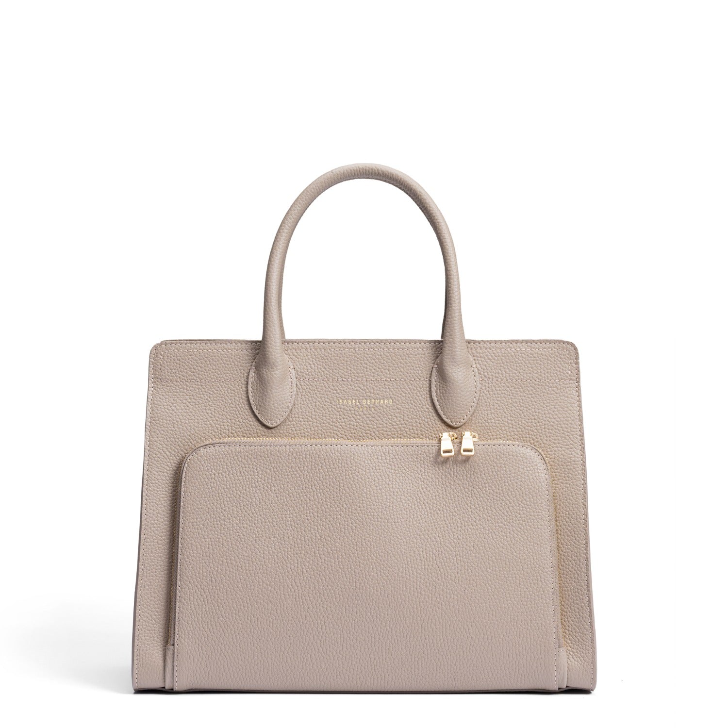 Isabel Bernard Honoré Nadine taupe calfskin leather handbag with 13 inch laptop compartment IB25110-078-13