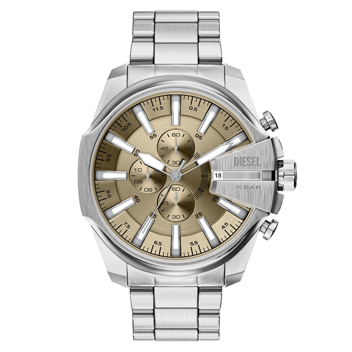 Diesel Mega Chief Slim Round Gold Dial Watch DZ4702