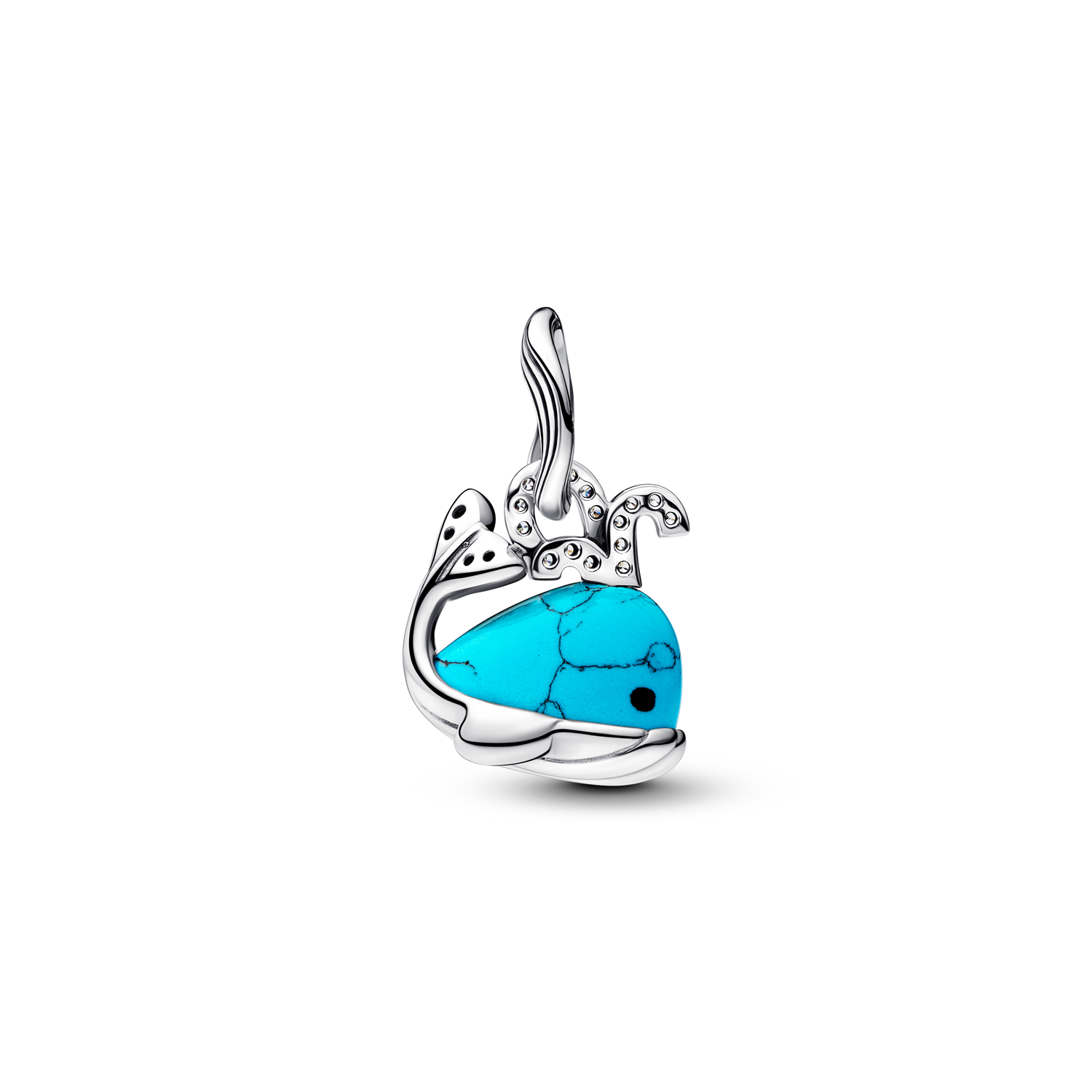 Pandora Moments 925 Sterling Silver Turquoise Whale Dangle Charm 793822C01
