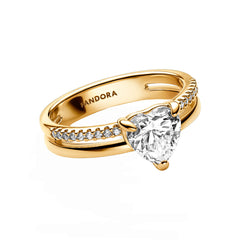 Pandora Timeless Heart Ring with 14 Carat Gold Plating 163100C01-52