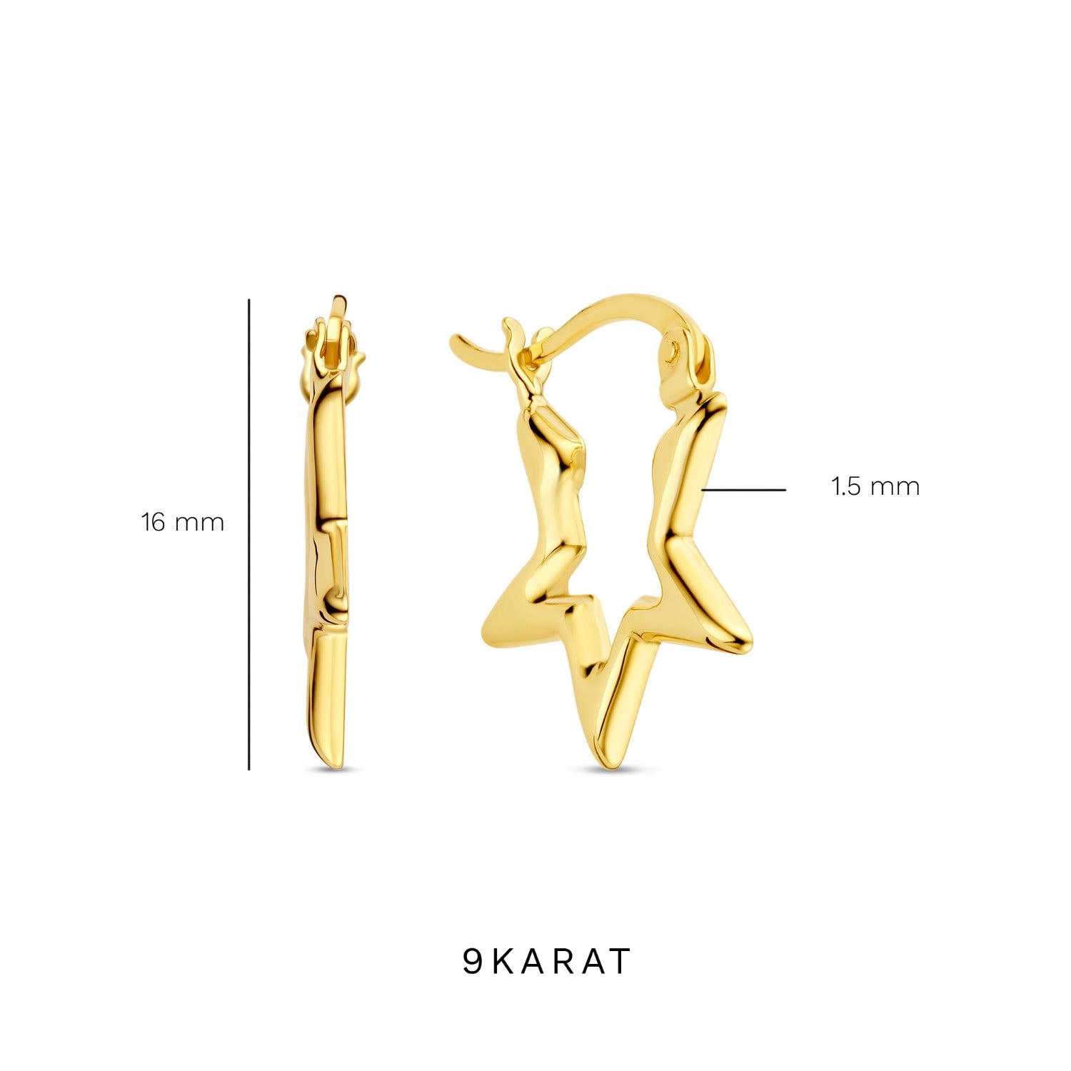 Beloro Jewels Regalo d'Amore 9 karat gold earrings set with stars BO90046