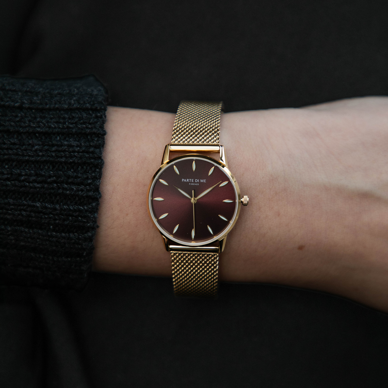 Parte Di Me Orologio rond dames horloge goudkleurig en donkerbruin PDM09055-zoom-