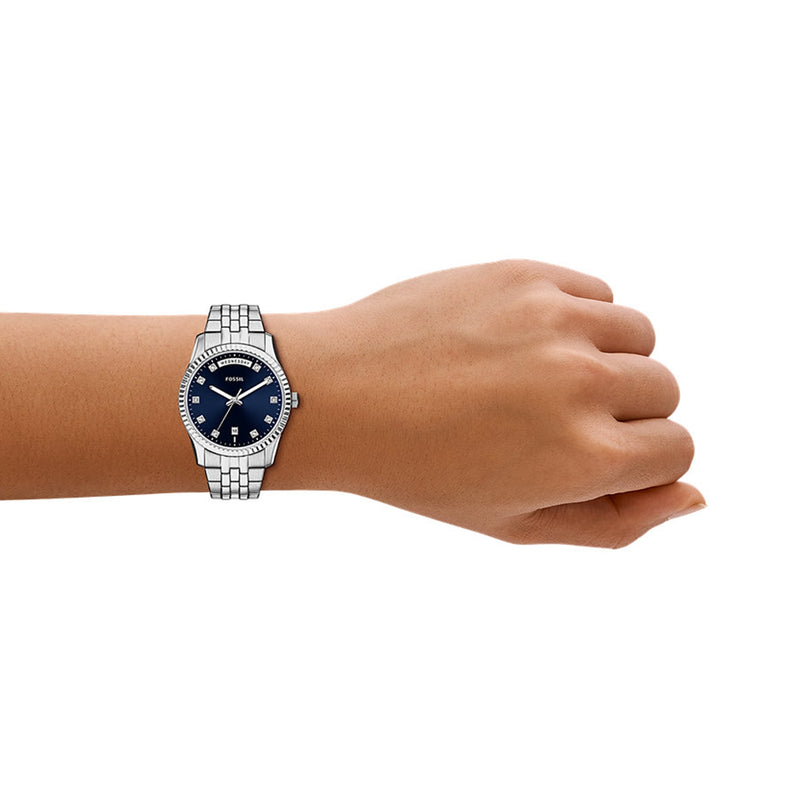 Fossil Scarlette Round Blue Dial Watch ES5457-zoom-