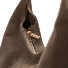 Isabel Bernard Honoré Grace taupe suede shoulder bag IB25093-178