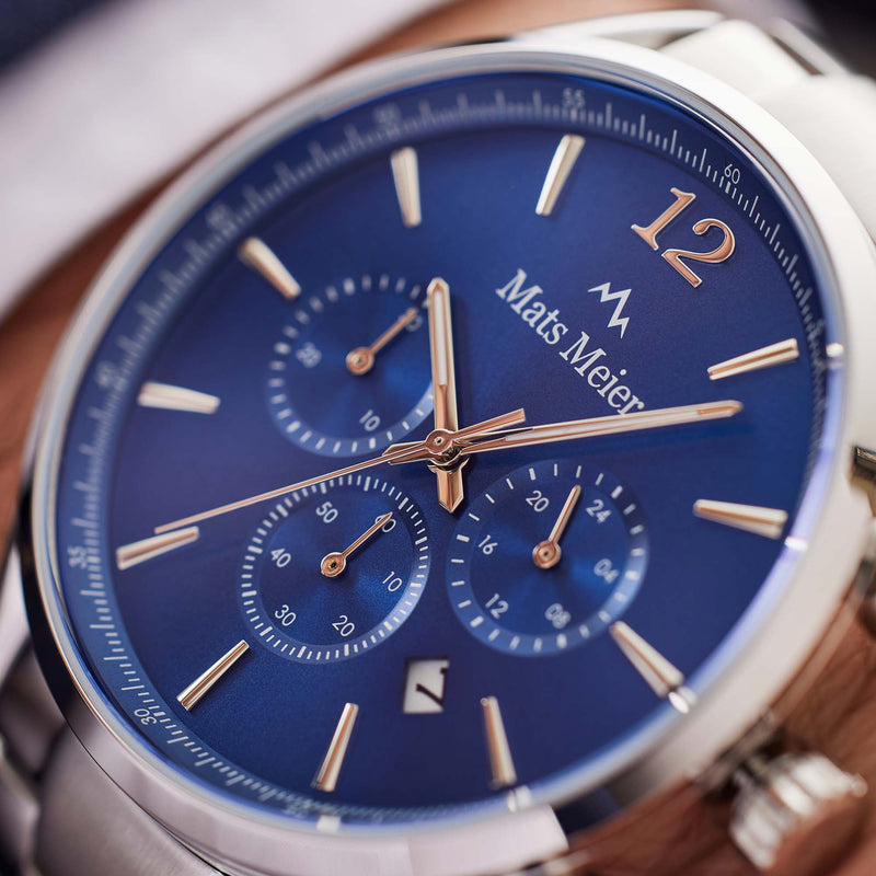 Mats Meier Grand Cornier Chrono Blauw/Zilverkleurig horloge MM00108-zoom-