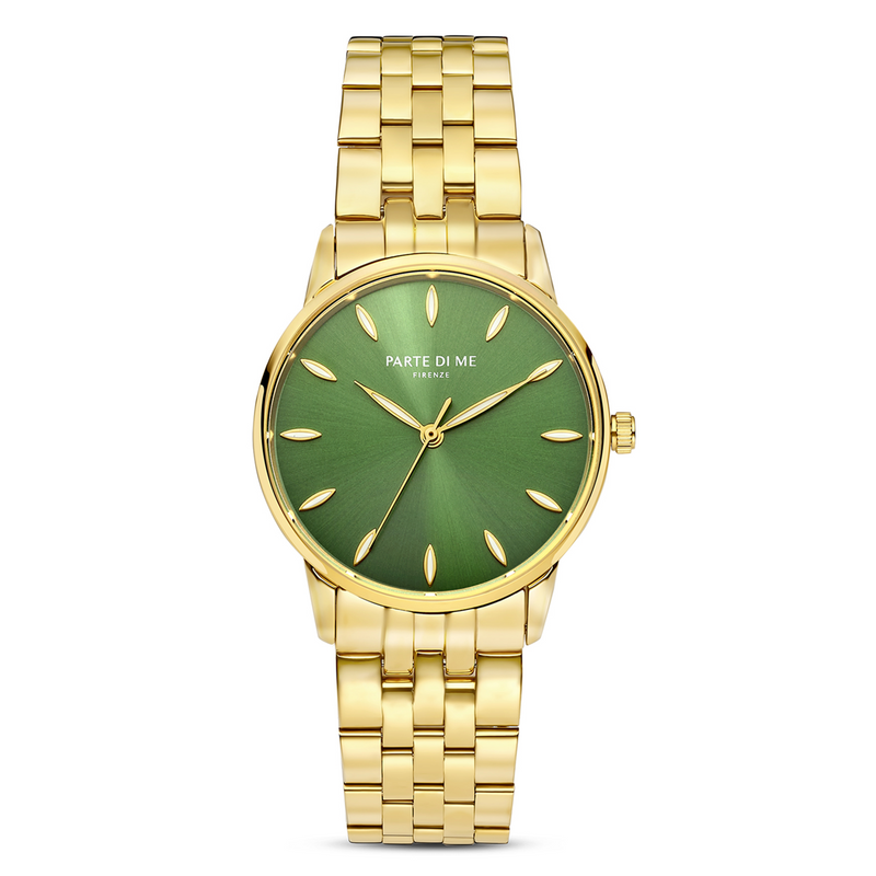 Parte Di Me Orologio rond dames horloge goudkleurig en groen PDM09046-zoom-
