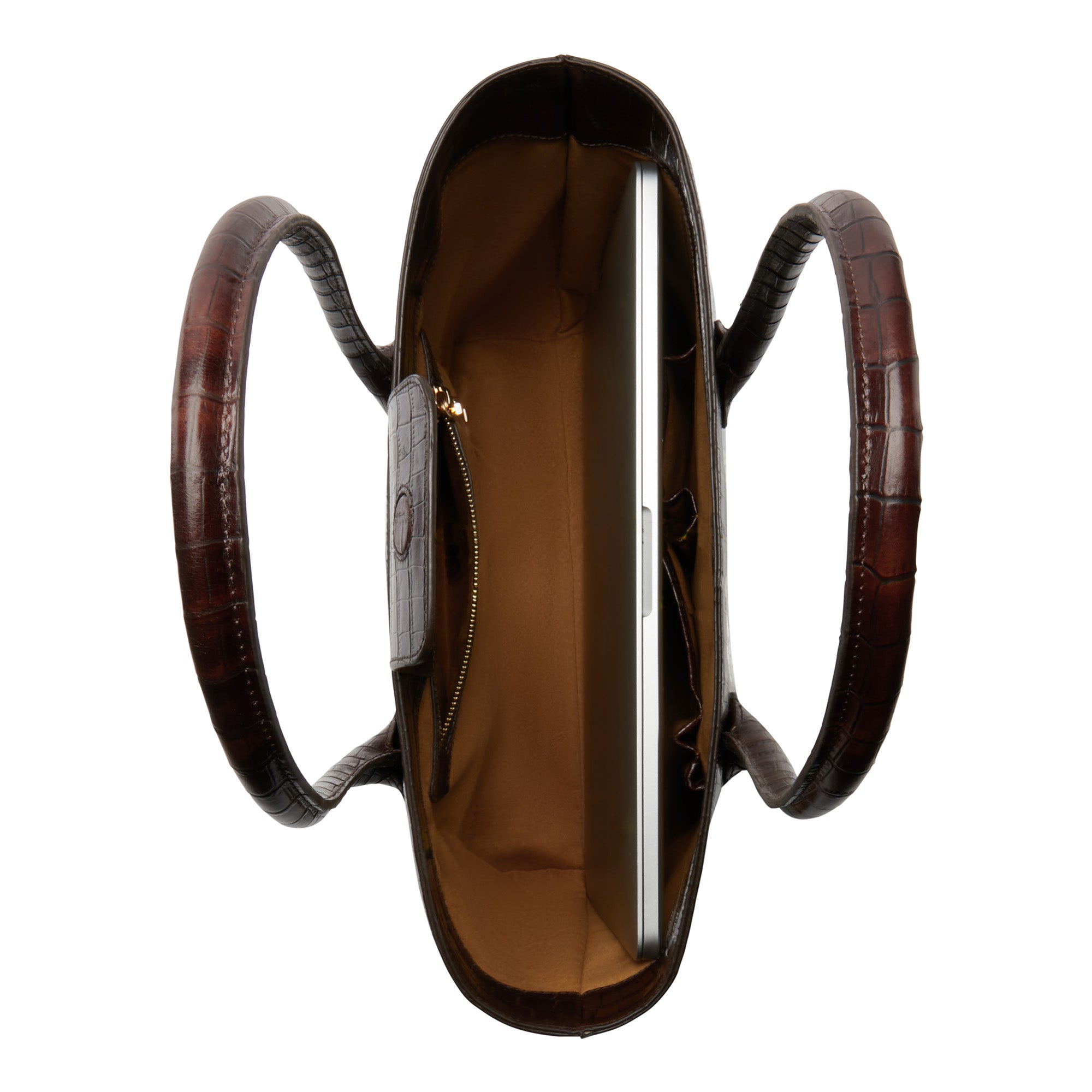 Isabel Bernard Honoré Lysanne Croco Brown Calfskin Shopper IB25025