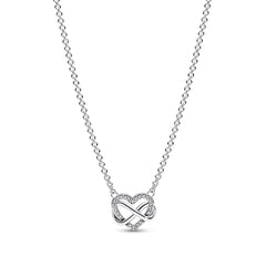 Pandora Moments 925 Sterling Silver Sparkling Infinity Heart Necklace 392666C01-50