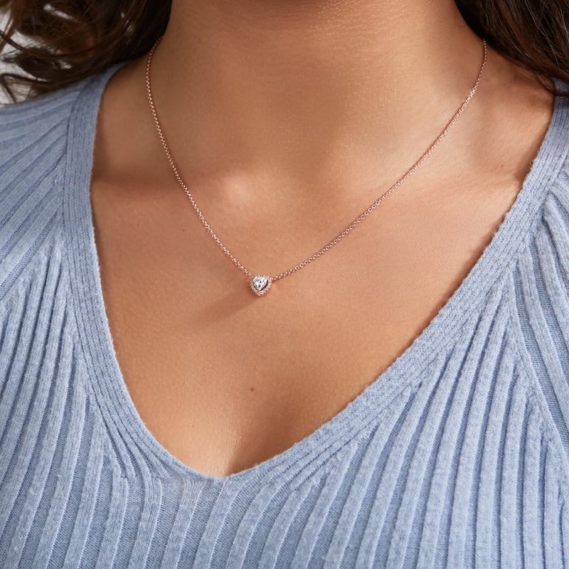 Pandora Timeless Sparkling Heart Necklacewith14 Carat RoseGold Plating 388425C01-45 (Length: 45.00 cm)-zoom-