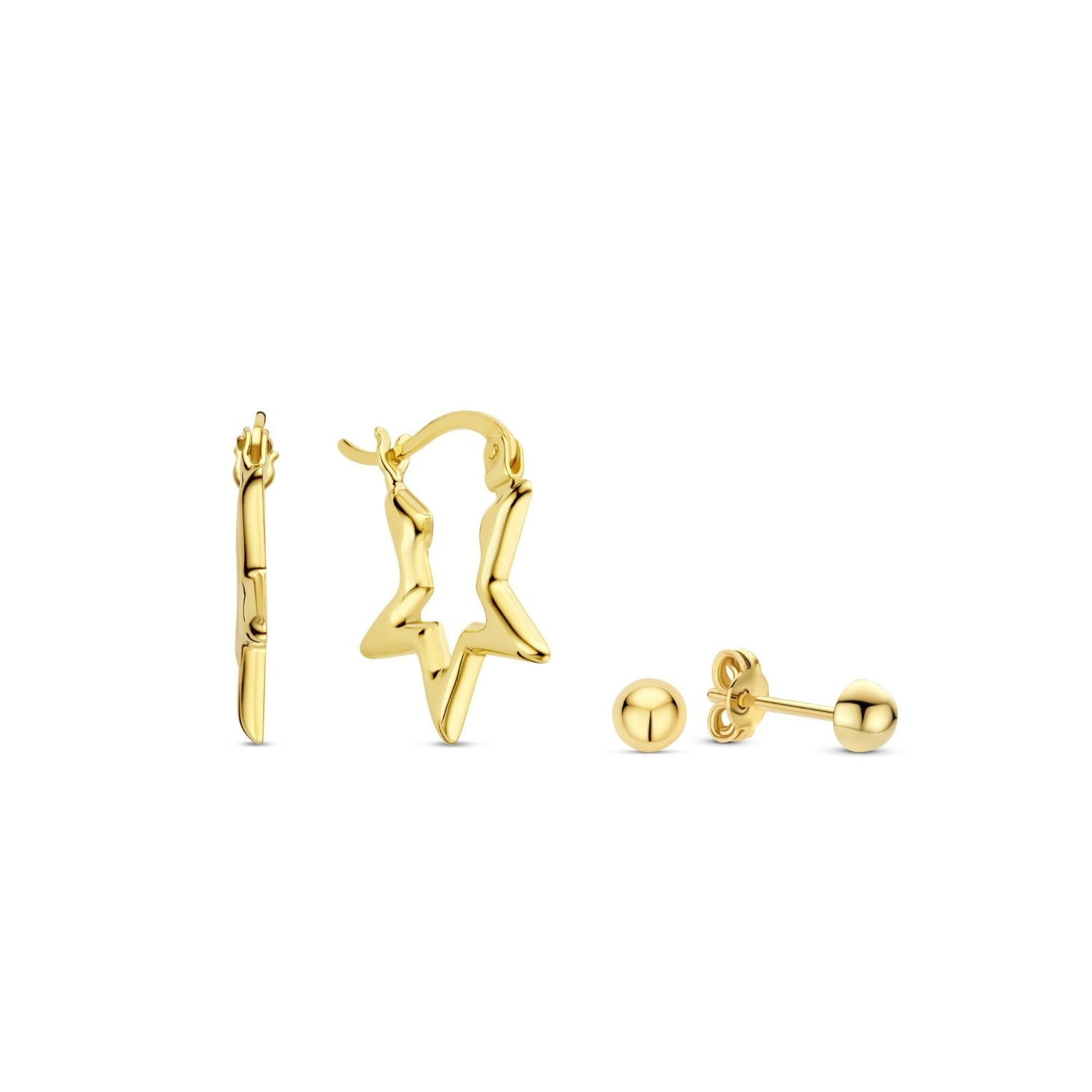 Beloro Jewels Regalo d'Amore 9 karat gold earrings set with stars BO90046