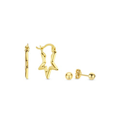 Beloro Jewels Regalo d'Amore 9 karat gold earrings set with stars BO90046