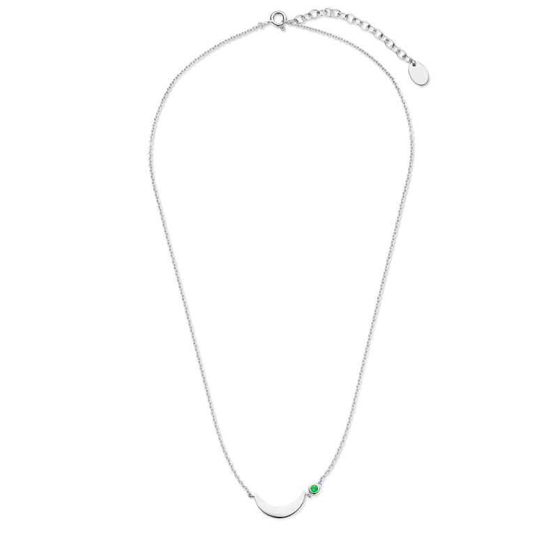 Violet Hamden Luna 925 Sterling Zilveren Ketting met Maan en Groene Zirkonia Steentje VH340037-zoom-