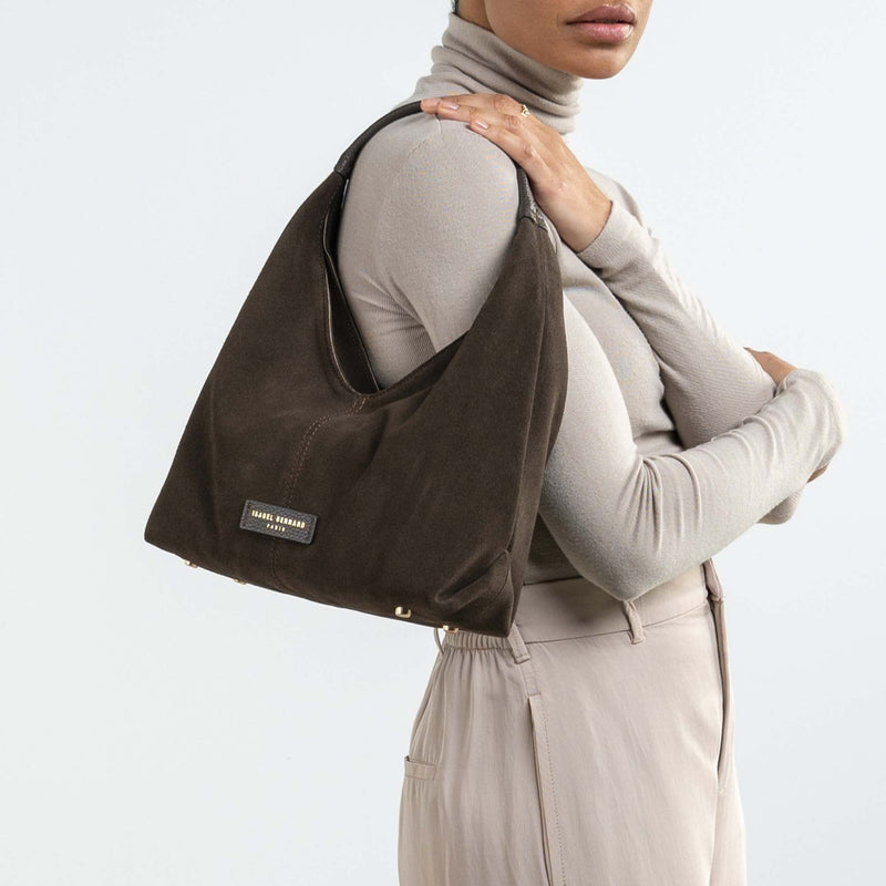 Isabel Bernard Honoré Grace mini donker bruine suède handtas IB21132-131-zoom-