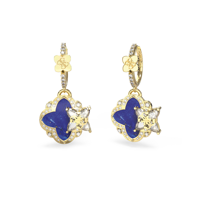 Guess Wild Flower Gold and Blue Earrings JUBE05495JWYGBLT-U-zoom-