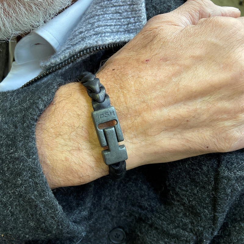 Josh Leather Black Bracelet 50046-BRA-VB/BLACK/L-1-zoom-