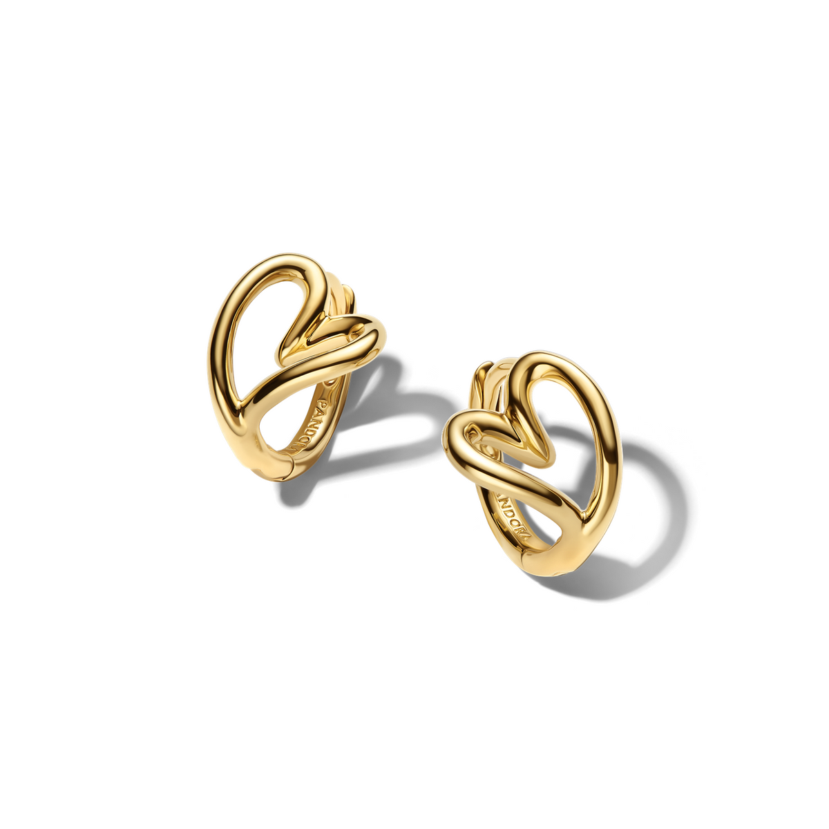 Pandora Essence Gold Plated Organically Shaped Small Heart Earrings 264359C00