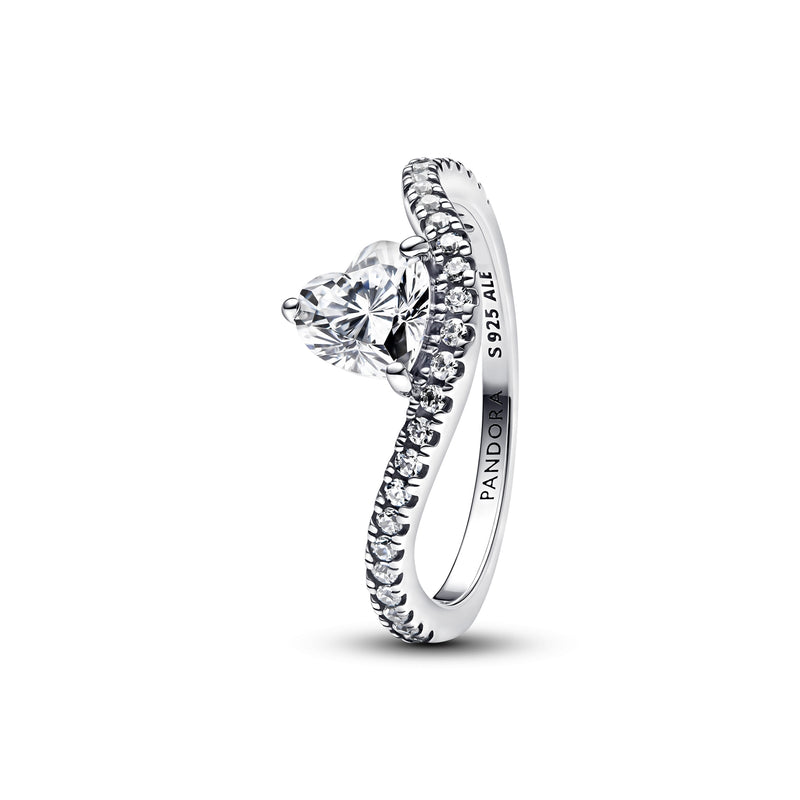 Pandora Wish and Wave 925 Sterling Silver Wave heart Ring 193661C01-56-zoom-