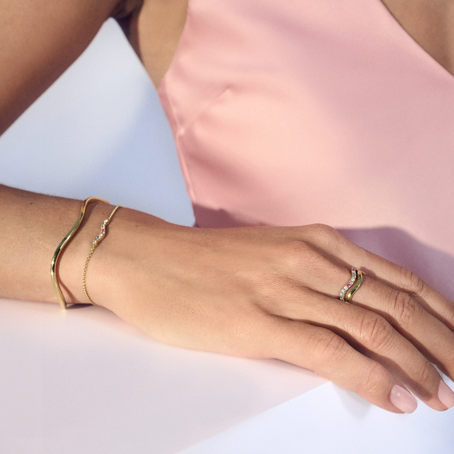 Sif Jakobs Ellera Waves Pianura Gold Plated Ring SJ-R3869-YG-58