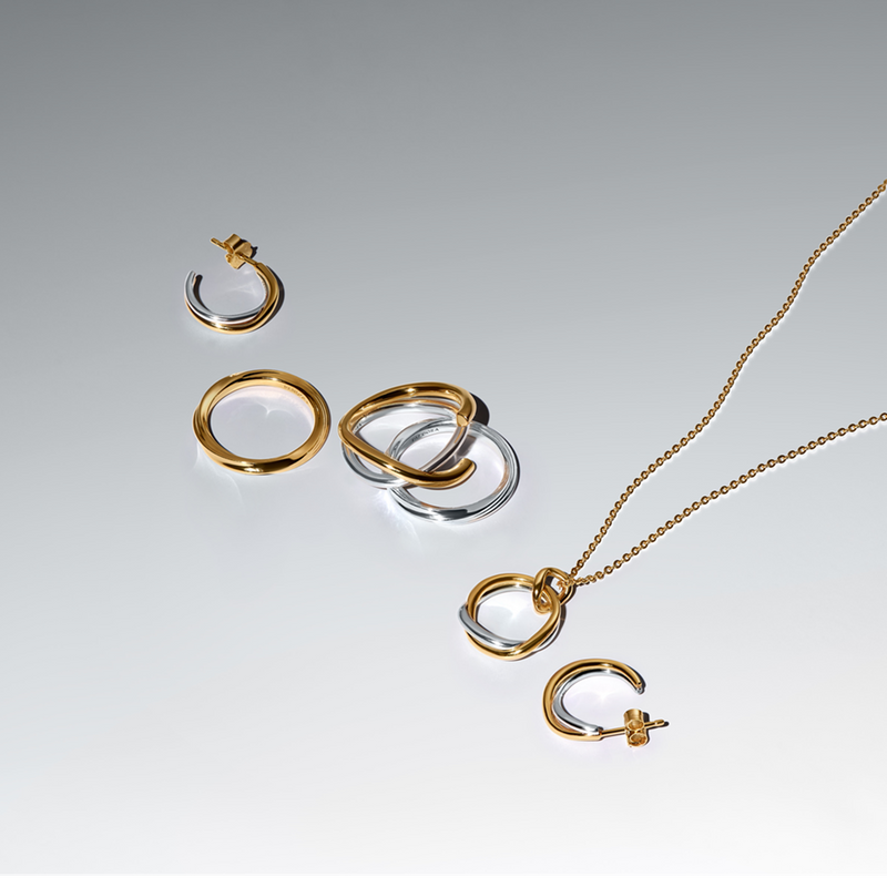 Pandora Essence Gold Plated Organisch Gevormde Tweekleurige Bedelketting 363882C00-45-zoom-