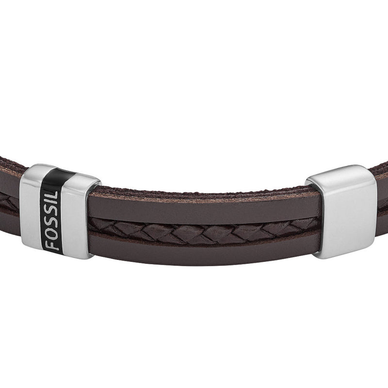 Fossil Brown Leather Bracelet JF04133040-zoom-