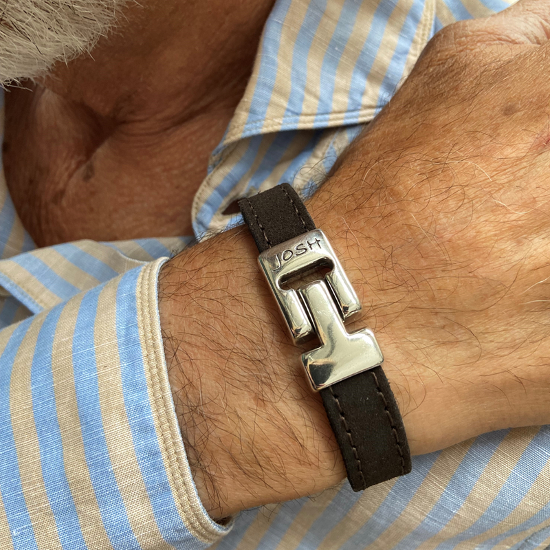 Josh Brown Leather Bracelet 25037SL/BRWN/MED-zoom-