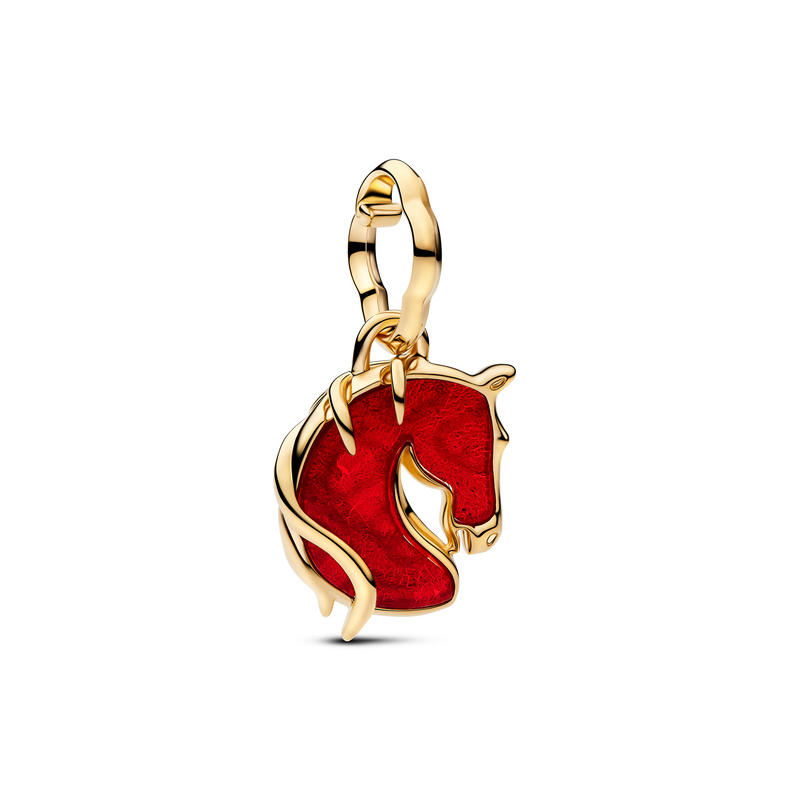 Pandora Moments Gold Plated Red Fire Horse Murano Glass Pendant Charm 764431C01-zoom-