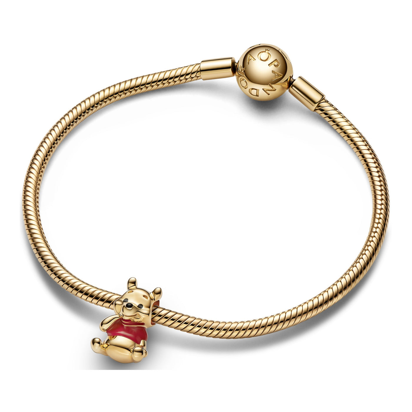 Pandora Disney 925 Sterling Silver Winnie The Pooh Bear Charm 762212C01with14K Gold Plating