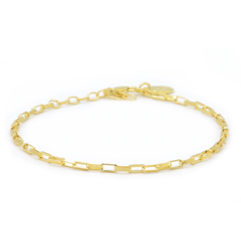 Karma 925 Sterling Silver Gold-coloured Square Chain Bracelet 94120 (Length: 16.50 - 19.00 cm)-zoom-