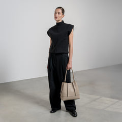 Isabel Bernard Femme Forte Macie Taupe Calfskin Shoulder Bag IB25074-078