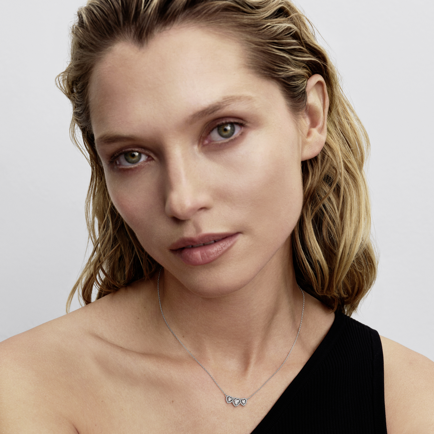 Pandora Timeless 925 Sterling Silver Halo Heart Trilogy Necklace 394412C01-45