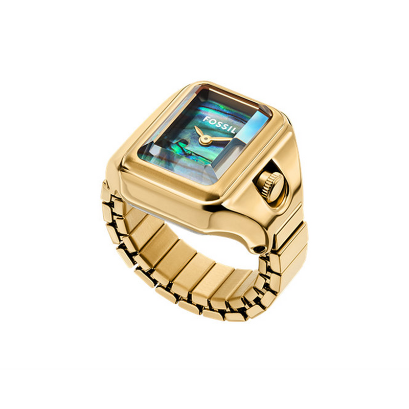 Fossil Raquel Goud en Zwarte Parelmoer Damesringhorloge ES5411-zoom-