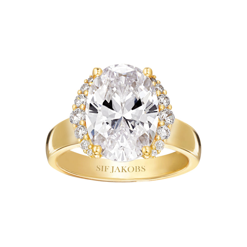 Sif Jakobs Ellisse 925 Sterling Silver Ring SJ-R2342-CZ-YG-52with18 Carat Gold Plating-zoom-