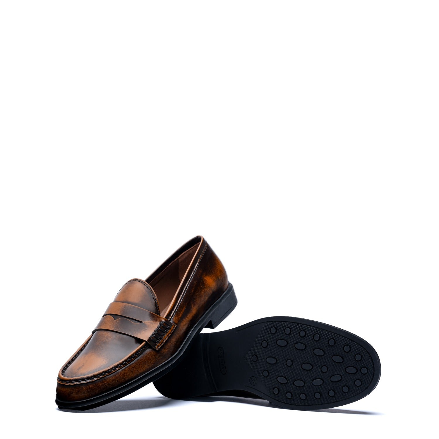 Isabel Bernard Vendôme Blandine cognac spazzolato leather loafers IB51015-636-35