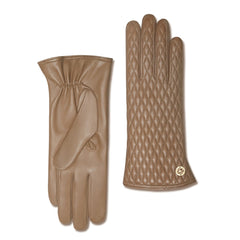 Isabel Bernard Honoré Rosette taupe goatskin leather gloves IB67002-378-7