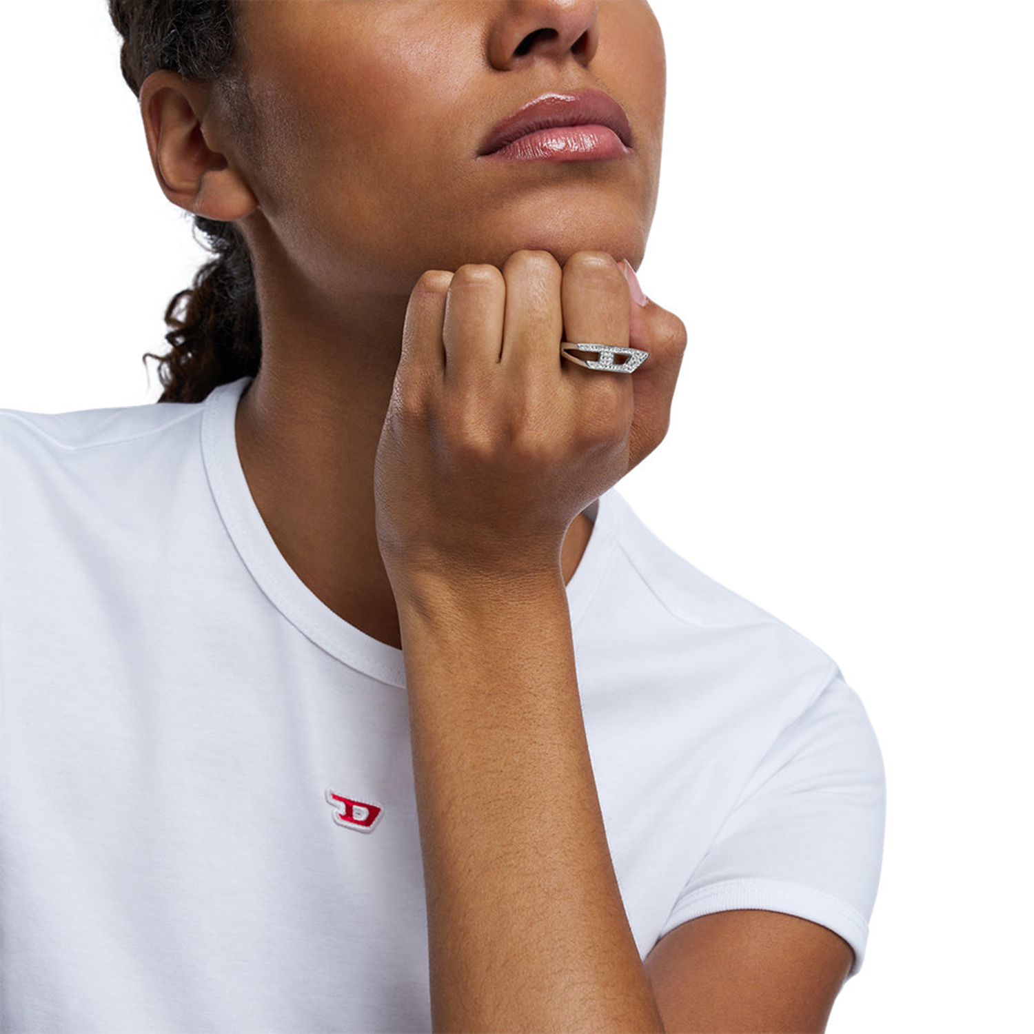 Diesel D Logo Silver Stainless Steel Ring DX16290407